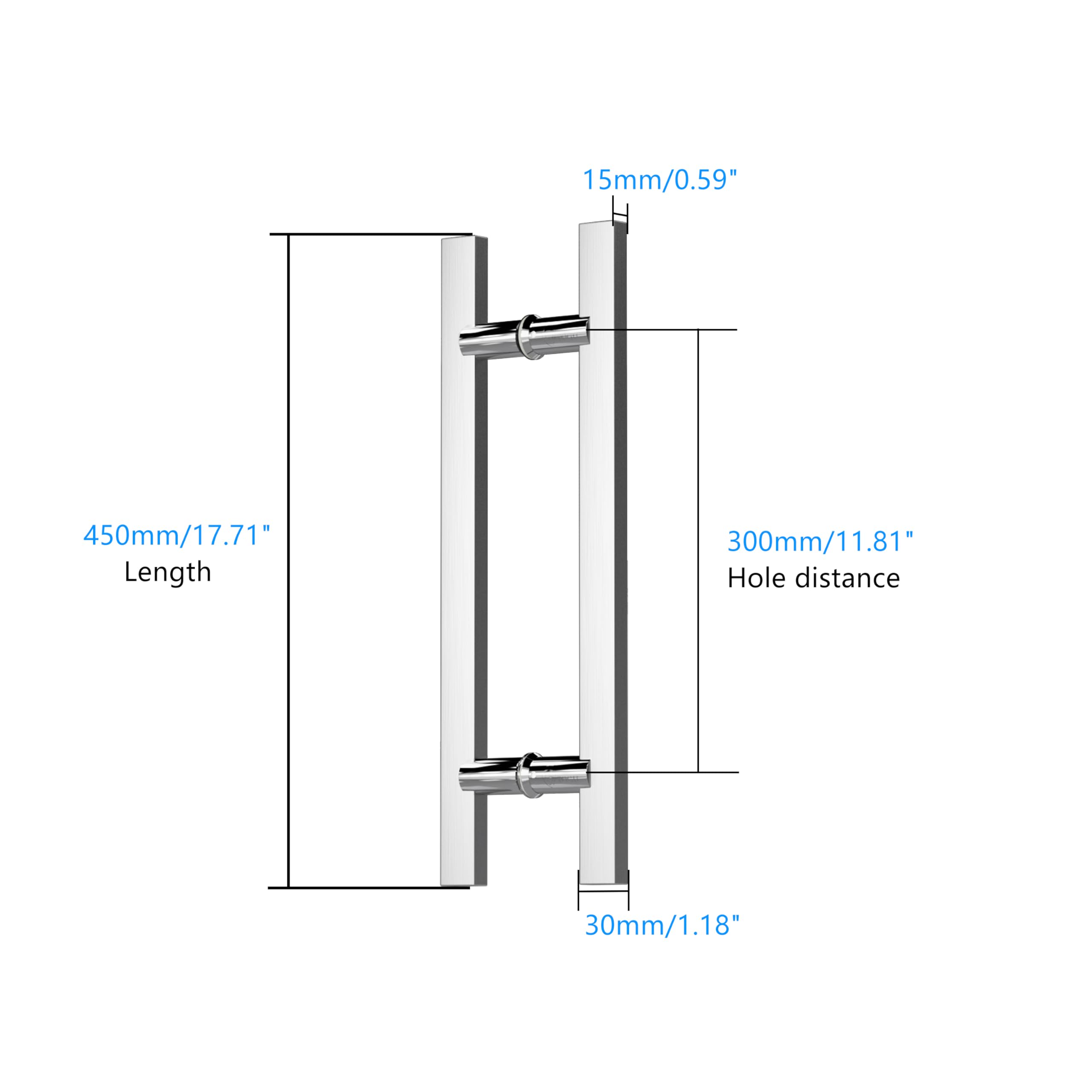 Togu tg6017 – 6005 SS push-pull Tirador de puerta de acero inoxidable para entrada/entrada/ducha/cristal/Tienda/Almacén, Interior/exterior Granero & Puertas – Acabado Satinado cepillado