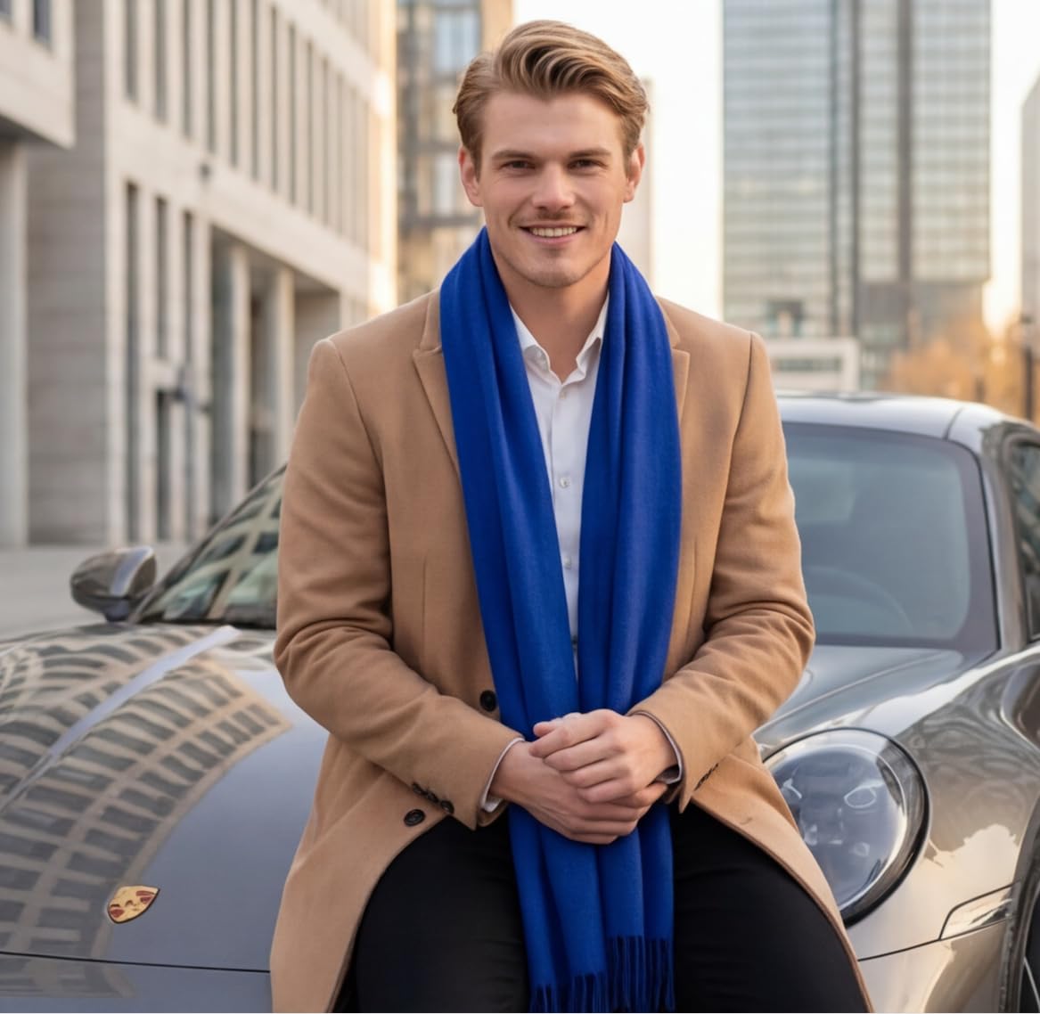 Szal męski kaszmirowy stylowy wiosna 185 x 65 cm elegancki na formalne okazje kaszmirowy szal pashmina szalik wełniany szal wełniany jednokolorowy