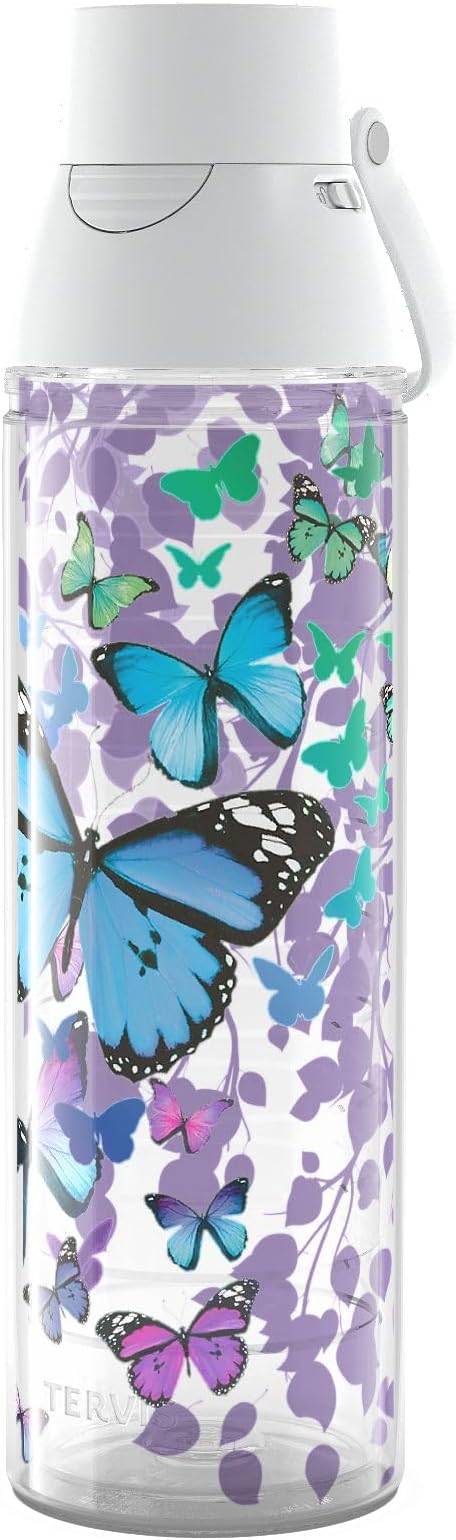 Blue Endless Butterfly Made in USA Double Walled Insulated Tumbler Travel Cup Keeps Drinks Cold & Hot, 24oz Venture Lite Water Bottle, Classic