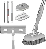 Vista 14 de SetSail Cepillo de limpieza de piso, limpiador de suelo 3 en 1 con limpiador de ducha ajustable de mango largo de 52 pulgadas y 3 cabezales