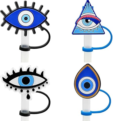 Miniatura 1 de Tapa de popote para Stanley, divertida cubierta de popote de silicona para Stanley de 30 y 40 onzas, bonita cubierta de popote de mal de ojo para