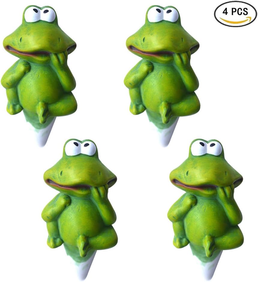 Watering Honey Cute Frog Shaped Ceramics Handcraft Plant Watering Globes ,Automatic Plant Watering Bulbs-4 Pack