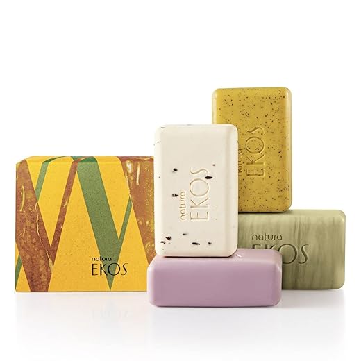 Natura Sabonete em Barra Puro Vegetal Ekos Cremoso e Esfoliante - 4un de 100g