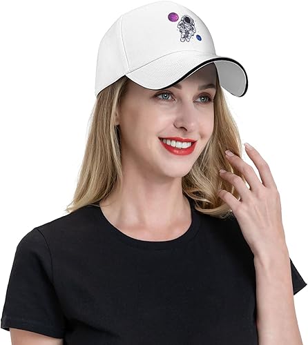Vista 57 de Gorra de béisbol de astronautas flotante en el espacio para hombres y mujeres, ajustable, divertido sombrero para papá Negro