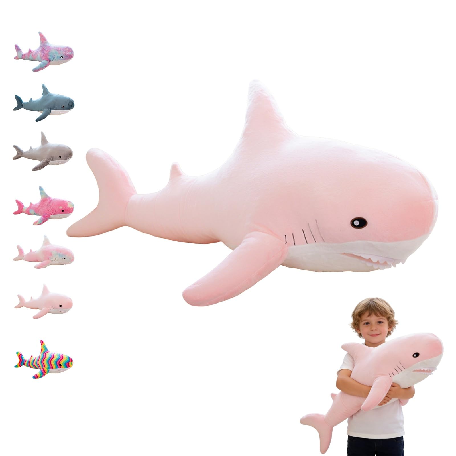 ZBELLO Shark Plush Toy, Great Whale Shark Plush Toy, Realistic and Soft Plush Animals, Cozy Home Decor, for Boys and Girls (100cm,Pink)