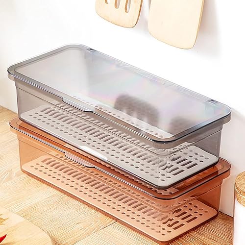 Vista 6 de Cabilock Caja de almacenamiento de palillos con tapa, organizador de cubiertos de cocina de drenaje extendido, caja de almacenamiento de utensilios