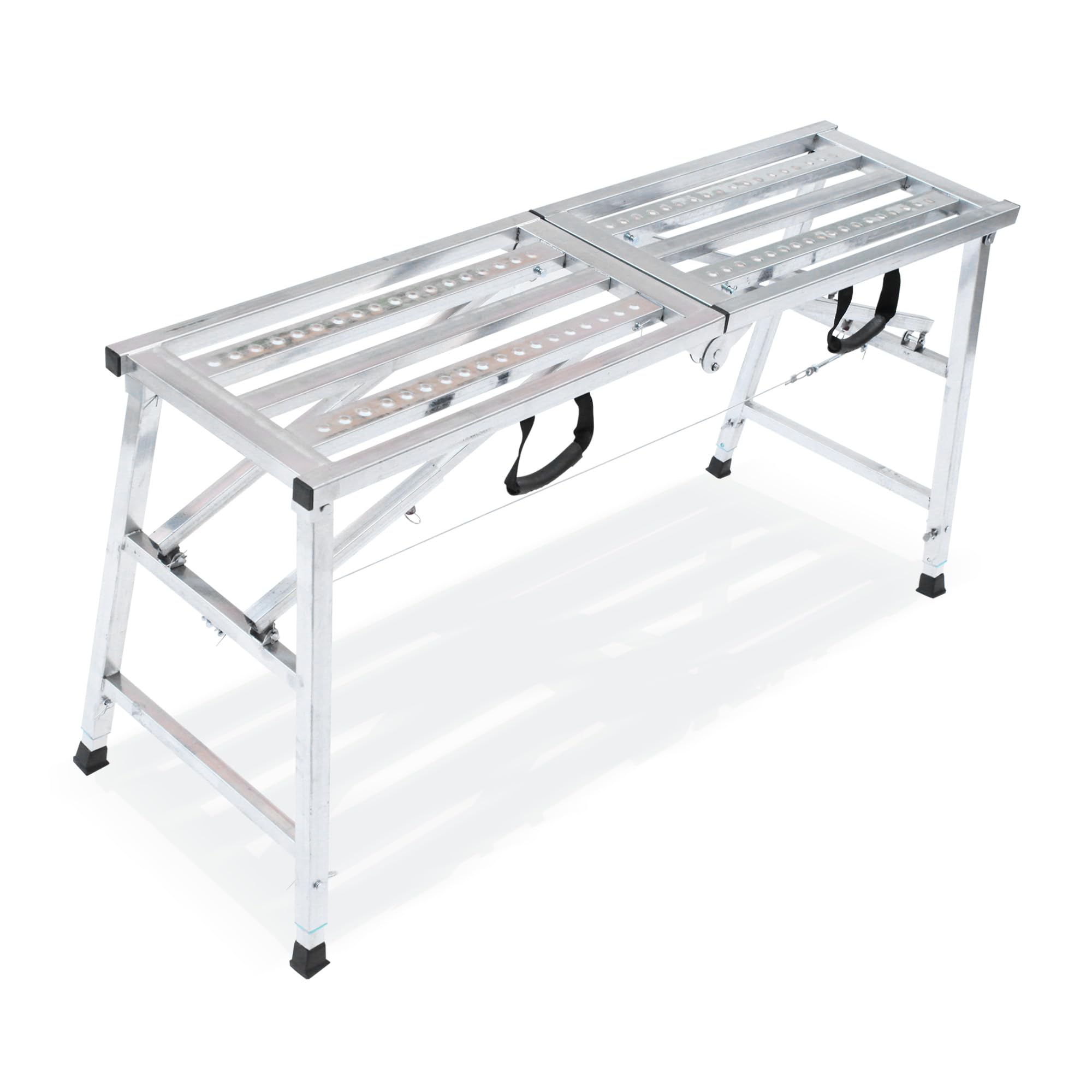 Adjustable Work Platform with 600 lb Duty Rating, Steel Step Ladder, Portable Folding Scaffolding Platform for RV Cleaning High Painting Walls, Drywall, Decorating (140 CM)