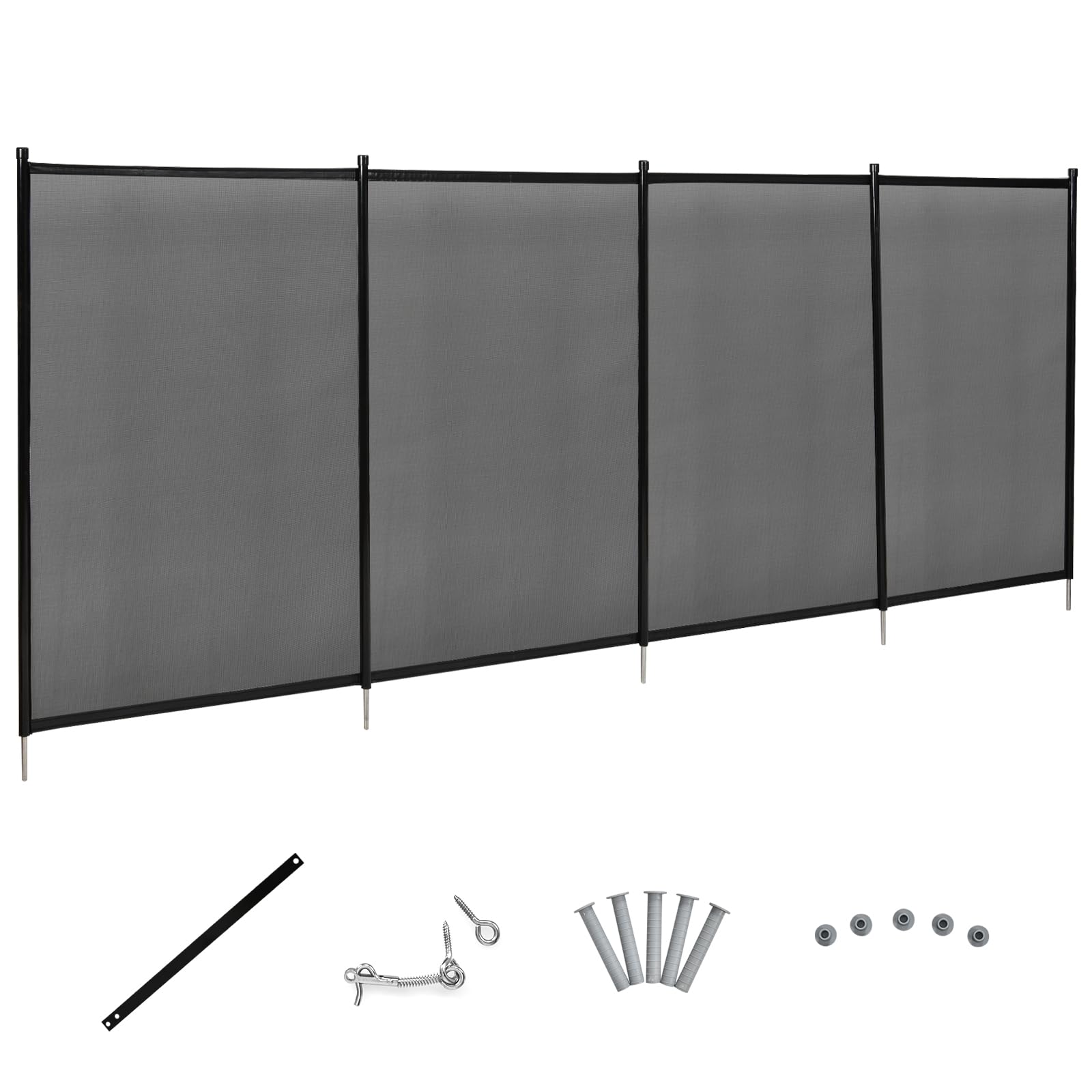 DREAMADE Barrière de Piscine Barrière de Protection de Sécurité pour Piscine, Tube en Aluminium, Pieds en Acier Inoxydable et Accessoires en Plastique 360 X 125 CM Noir