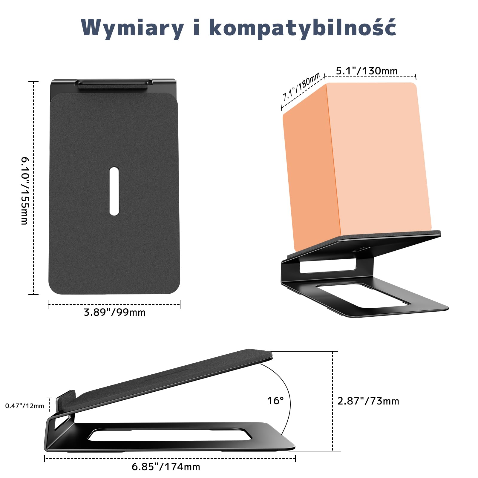 PUTORSEN Stoły Stojak do Głośników z Podkładami Antywibracyjnymi | Nośność 10 kg | 16° Kąt Nachylenia | Kompaktowe 7,5-10 cm | Dla Monitorów Studyjnych (Para)