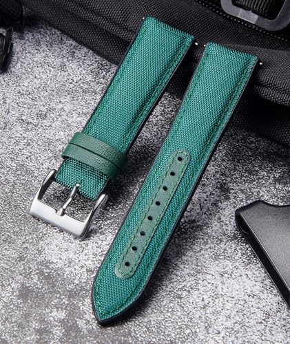 Image of BINLUN Nylon Silicone Watch Bands 18mm 19mm 20mm 21mm 22mm Quick Release Canvas Rubber Hybrid Watch Strap Replacement Watchband for Men Women 9 Colors Silver /Black Buckle