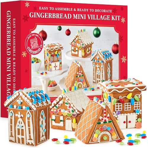 Gingerbread House Kit Mini Village – Set of 4 DIY