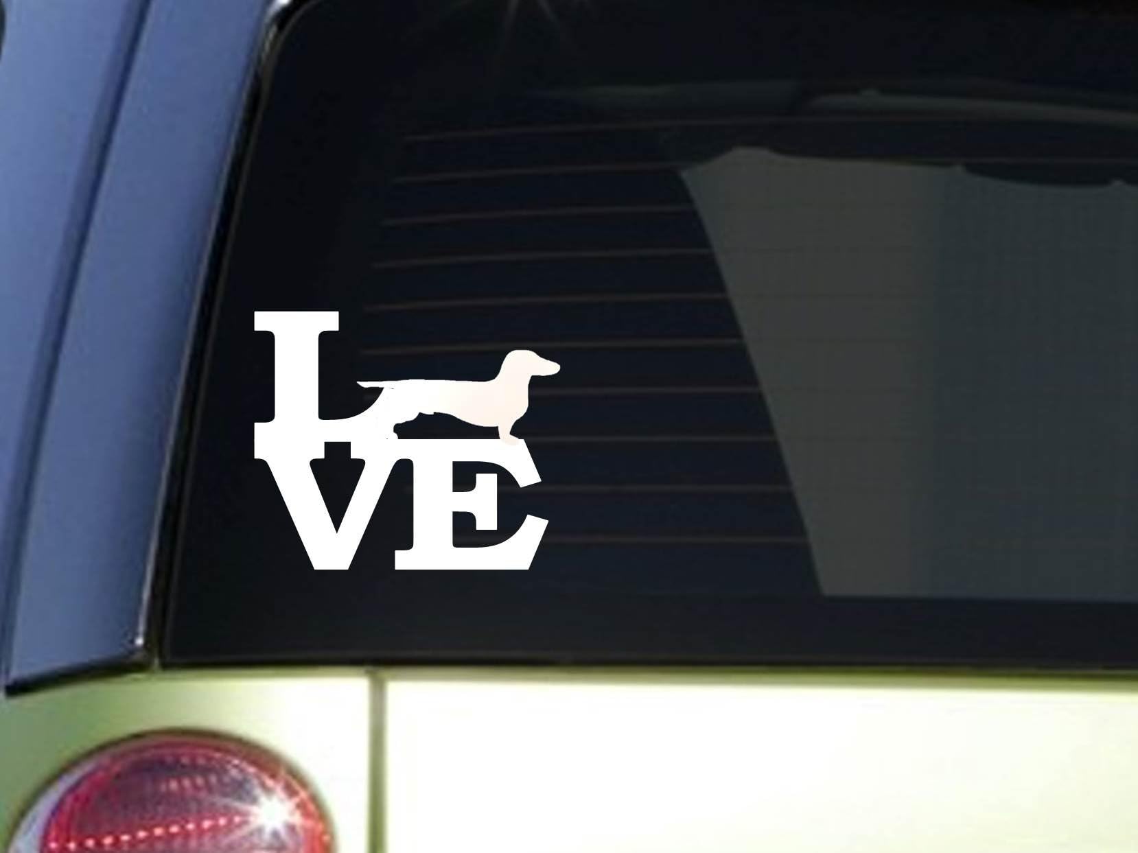 EZ-STIK Dachshund Love 6" STICKERF159 Decal Weiner Dog Bed chew Toy dogfood Treats