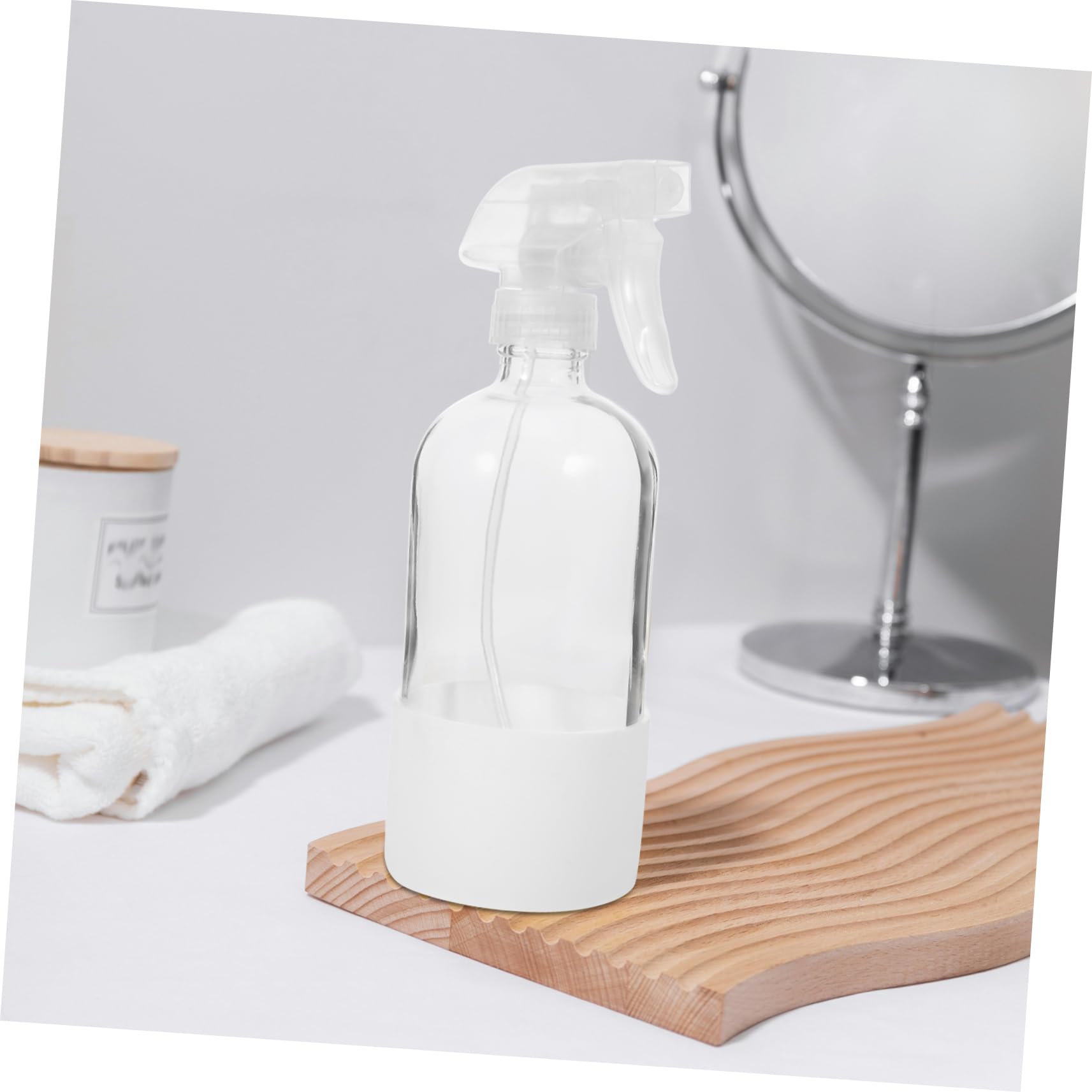 2 Botellas de Spray de 500ml, Vidrio y Silicona, Recargables, con Funda Protectora, Pulverizador Fino para Cabello y Limpieza