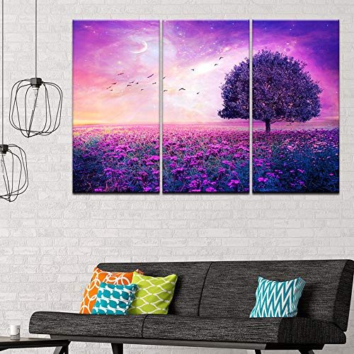 Tableau sur toile violet premium impression HD art mural triptyque