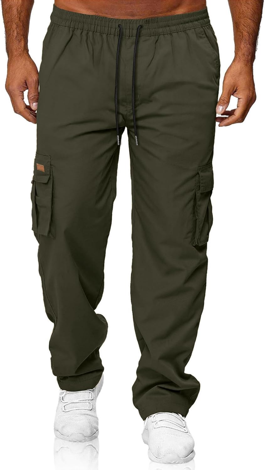 HOTake Men's Casual Cargo Sweatpants Waist Drawstring Joggers Hiking Tactical Pants for Men with Pockets - Image 3