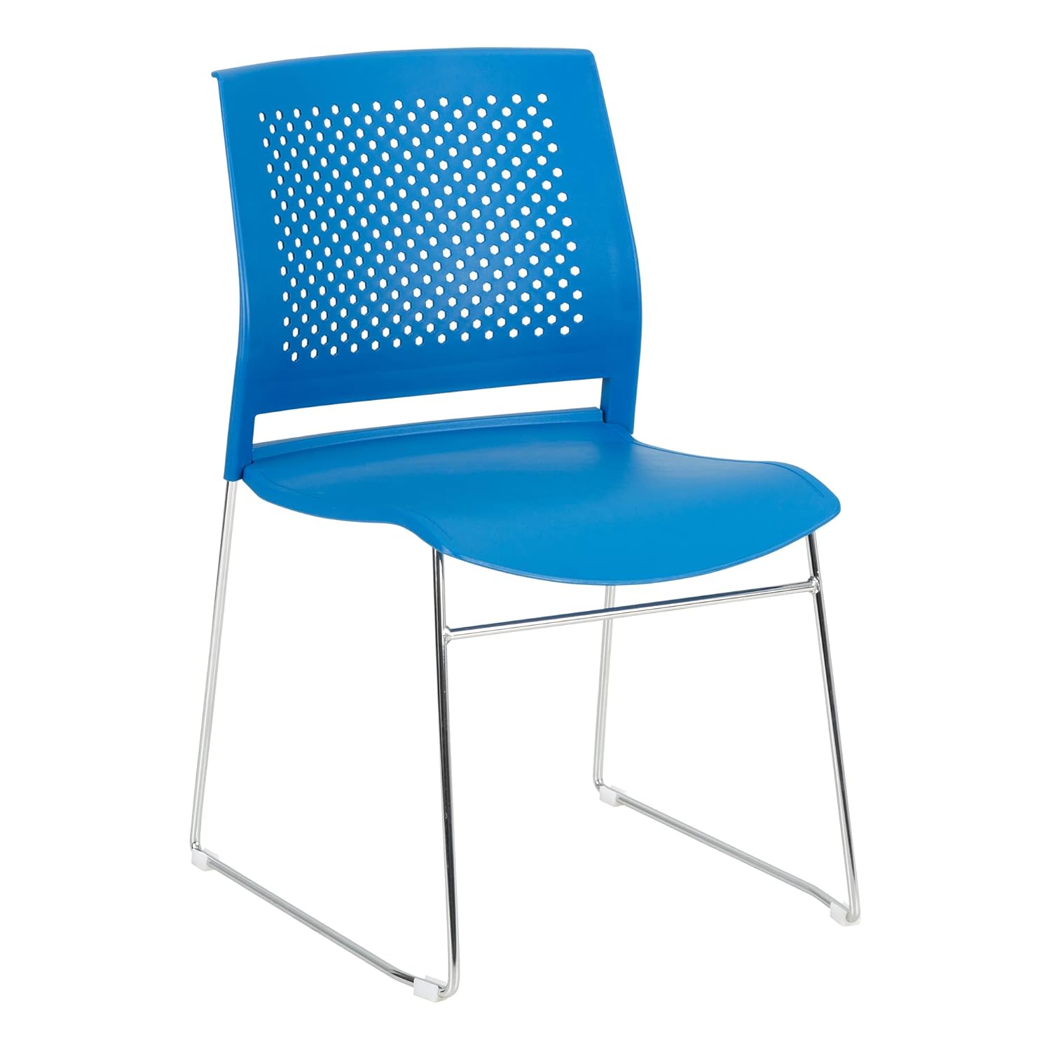 Norwood Commercial Furniture Chrome Sled Base Office Stack Chair with Perforated Seatback (Pack of 5), Brilliant Blue : Office Products