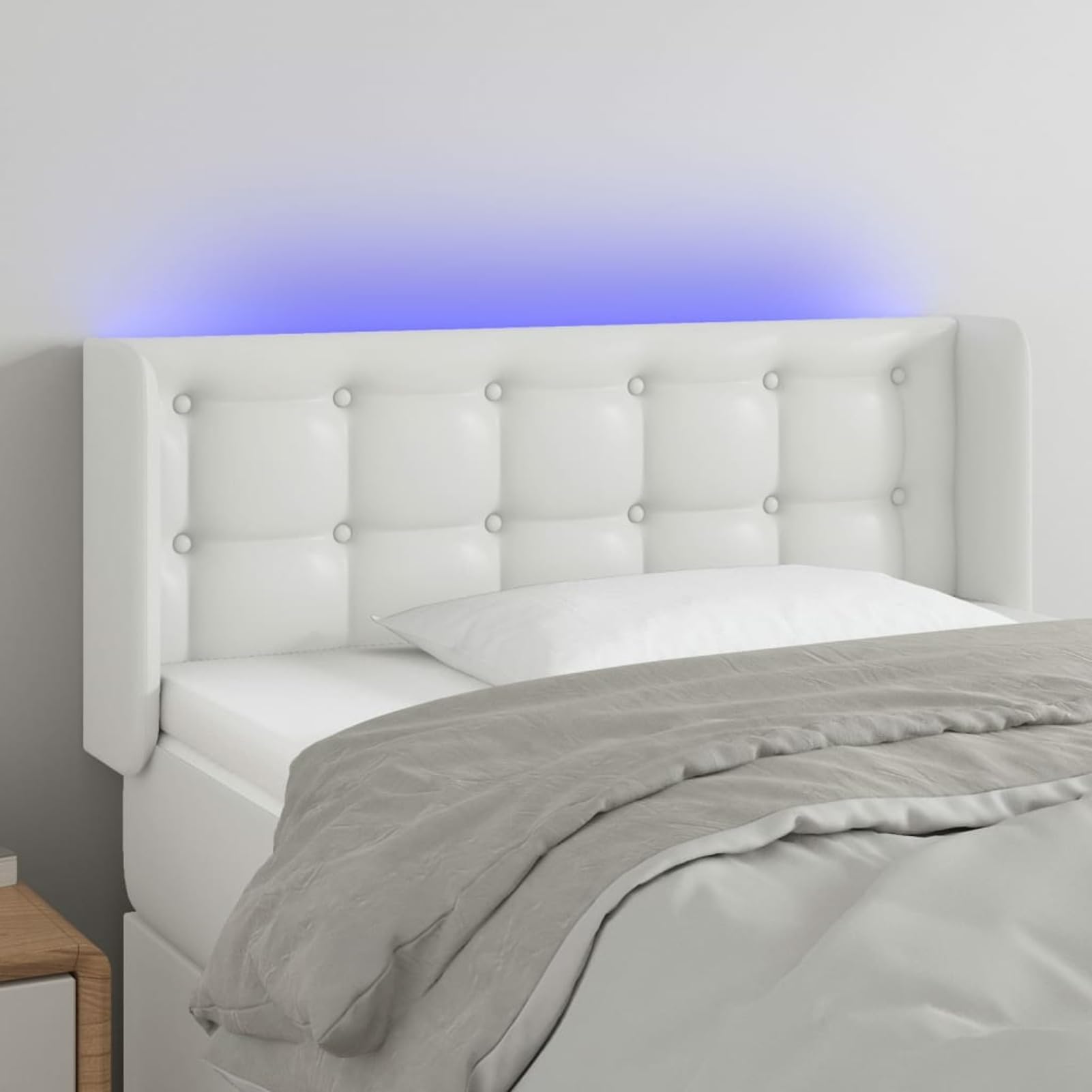 Tête de lit à LED Blanc 93x16x78/88 cm Similicuir,Armoire De Tête De Lit,Tête De Lit pour Adulte,Meuble De Chambre À Coucher
