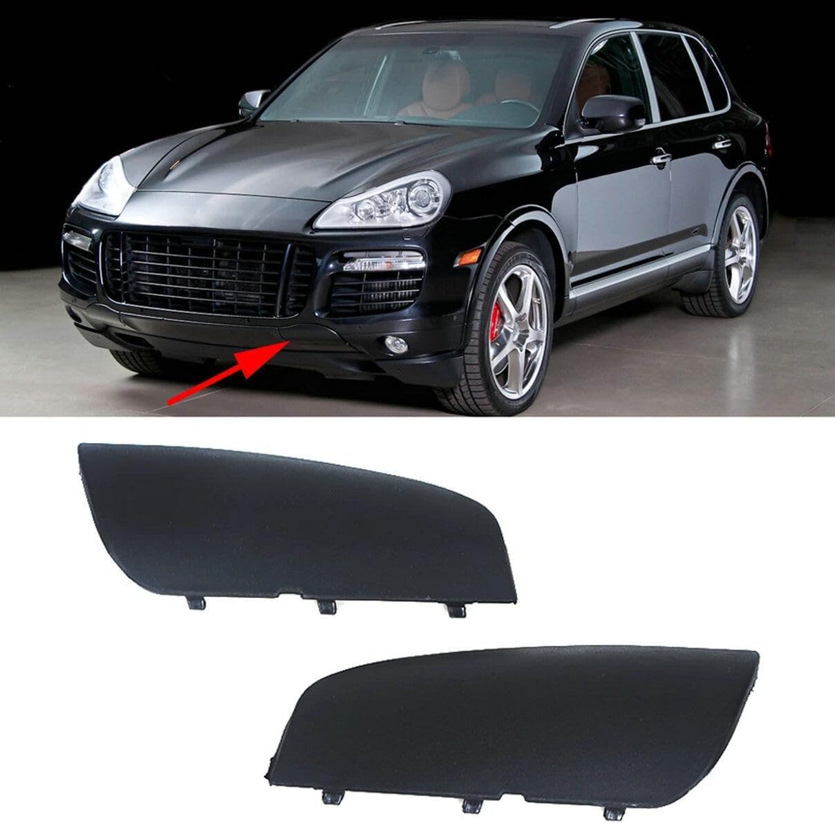 1Pair Front Bumper Left & Right Side Tow Hook Cover Cap Fit for Porsche Cayenne 2008 2009 2010