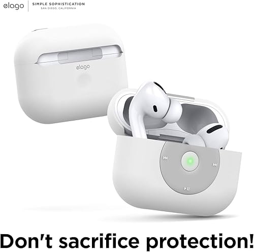 Miniatura 4 de elago AW6 - Funda compatible con AirPods Pro, diseño de reproductor de música retro clásico, silicona duradera, diseño clásico, soporta carga