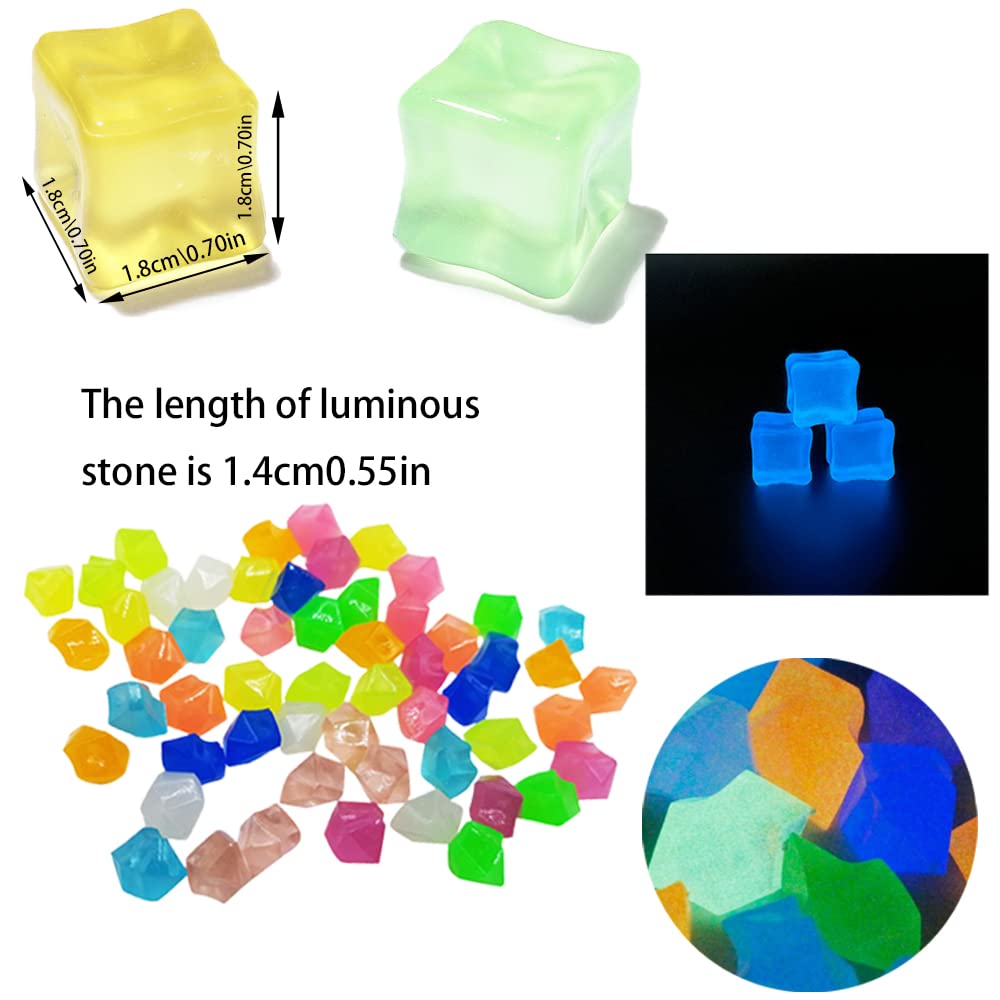 BOSOIRSOU 94+300 pcs Fake Acrylic Cubes and Plastic Jewels Gems, Luminous Fake Diamond Crystals Square Crushed Ice Rock Ice Cubes for Table Scatters Decoration Wedding Display Vase Fillers
