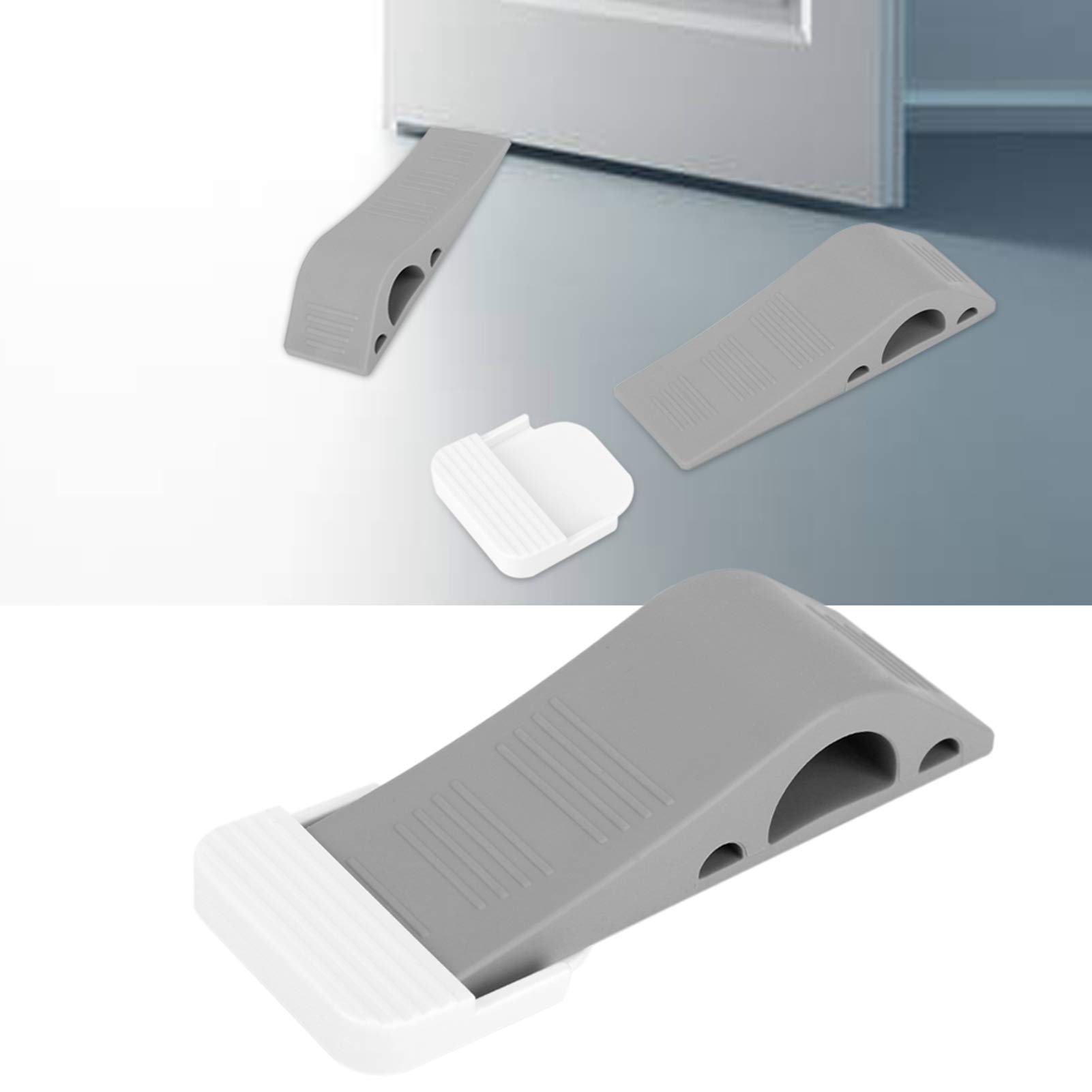 Door Stoppers for Floor with Holder Pack of 4 Rubber Security Wedge for Bottom of Door Soft Elastic Door Wedge Stopper for Home School - Image 4
