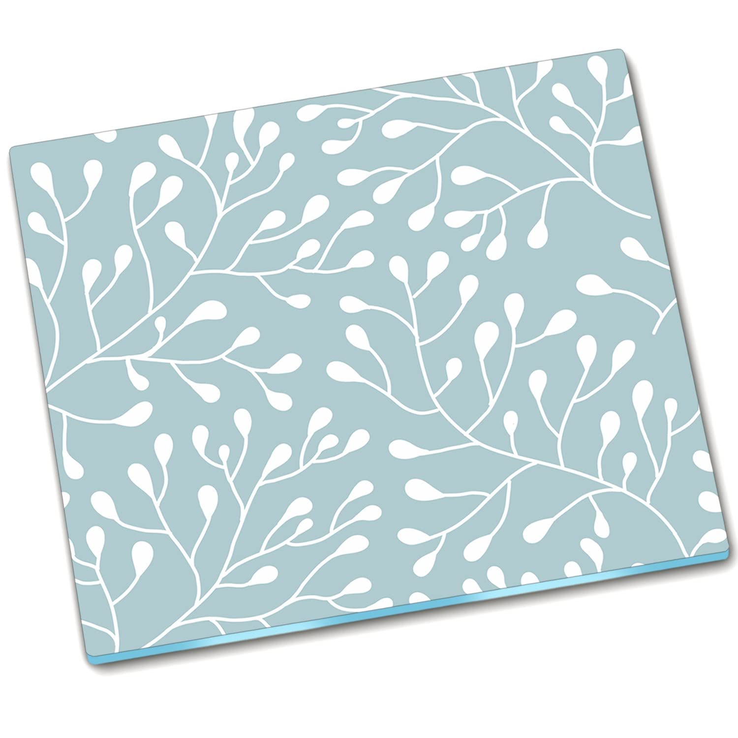 Planche de protection de cuisine en verre trempé grand format fleurs blanches