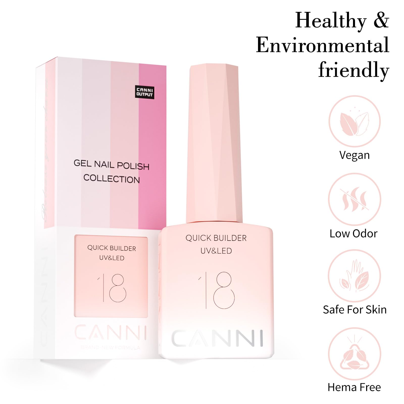 CANNI Gel Construction Ongle UV Quick Builder Gel natur couleur Rose doux Soft Pink Vernis Gel UV Semi Permanent pour Réparation de Manucure Kit Manucure Nail Extension