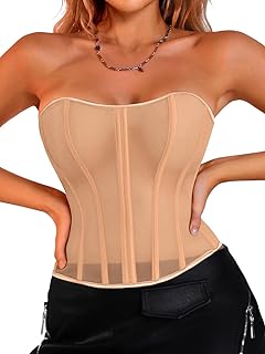 Women's Mesh Corset Tops for XS-5XL, Lace-Up Boned Shapewear, OVER Clothes or UNDER Layers