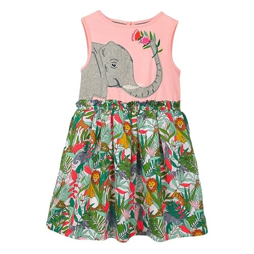 Wrhpzw Little Girls Summer Dress Cotton Sleeveless Casual Sundress Cute Applique Elephant Tunic Tank Playwear Dress Size 5 #TOP1