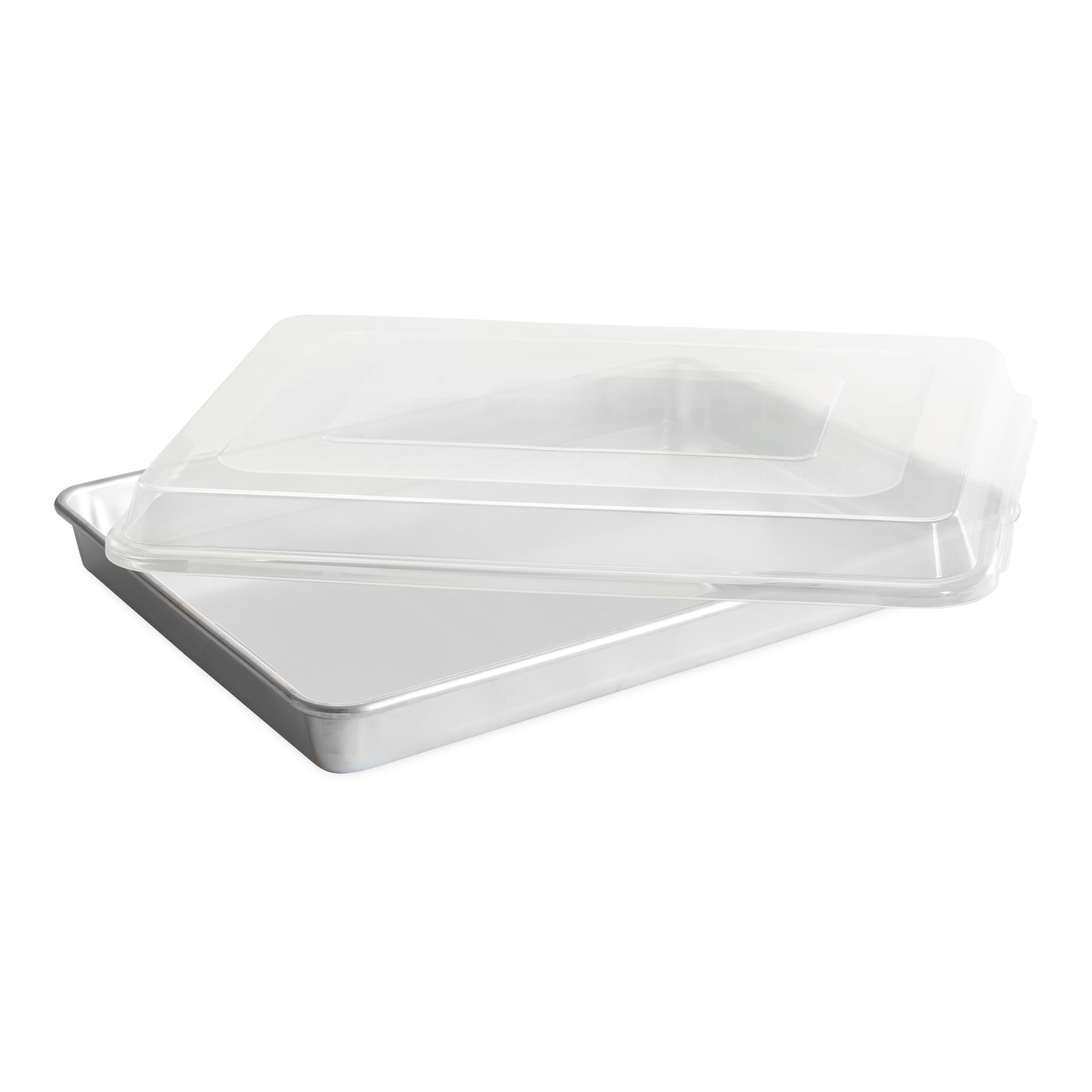 Nordic Ware Extra Large High-Sided Baking Pan, 21.1 x 15 x 2 inches, XL Big baking pan Natural Uncoated Aluminum, Reinforced Steel Rim Prevents Warping, Big Batch with Lid