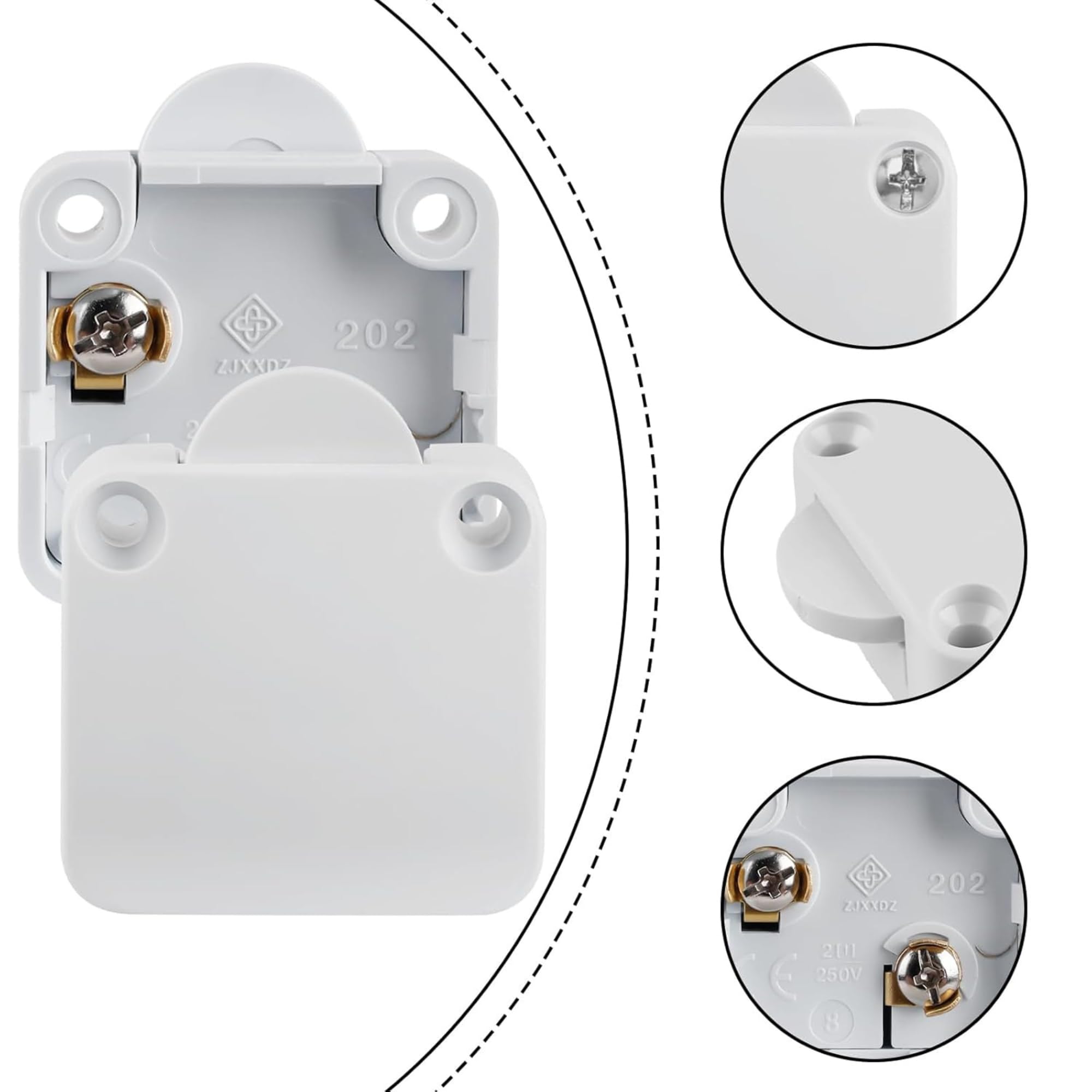 NEXTOY 220V Wardrobe Cabinet Door Push to Off Switch Automatic Light Sensor Button for Almirah Sliding Closet Furniture Refrigerator Electric Control Use (PACK OF 2) - Image 2 thumbnail