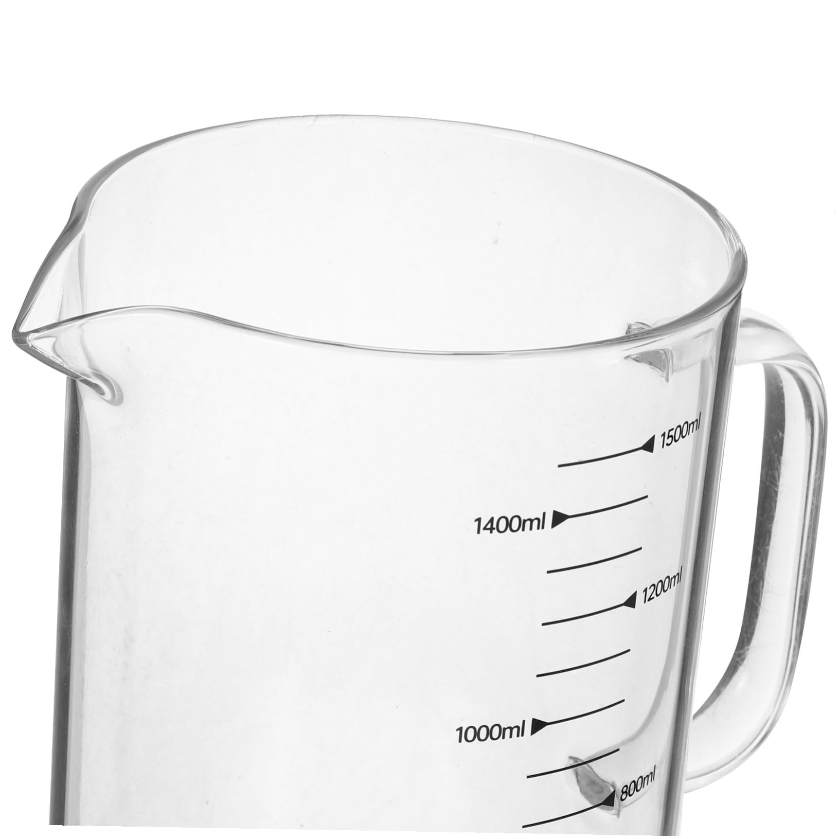 Lurrose Messbecher aus Glas 1500ml mit Skala und Henkel Leichter Borosilikat Glasmessbecher für Selbstgemacht Getränke und Backen in Küche