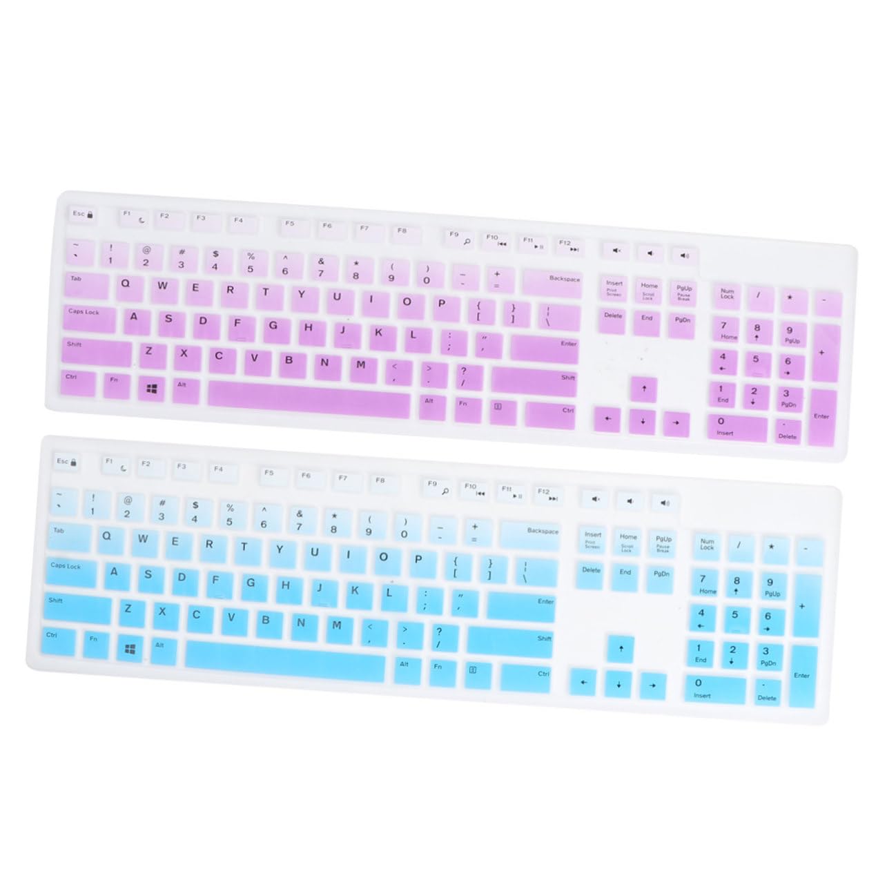 Tofficu 2Pcs Thin Keyboard Skin Silicone Cover for Kbp Gradient Blue Purple for Desktop Keyboards Easy to Clean