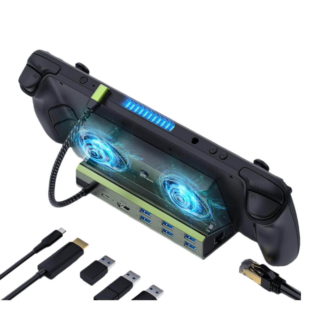 Tosuny Docking Station per Steam Deck/ROG Ally, Dock Steam Deck 9 in 1 con HDMI 2.0 4K a 60 Hz, Gigabit Ethernet, 3 USB 3.0, 3 USB 2.0 e Porta di Ricarica PD da 100 W, con Doppie