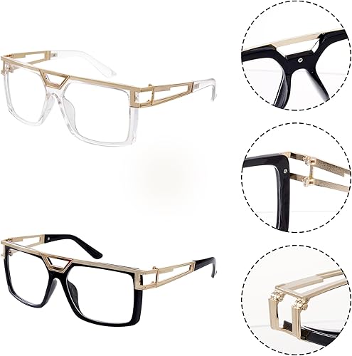 Miniatura 2 de 2 pares de lentes de sol de los años 80 y 90 para mujeres y hombres, gafas de hip hop, accesorios de disfraz de rapero retro para DJ