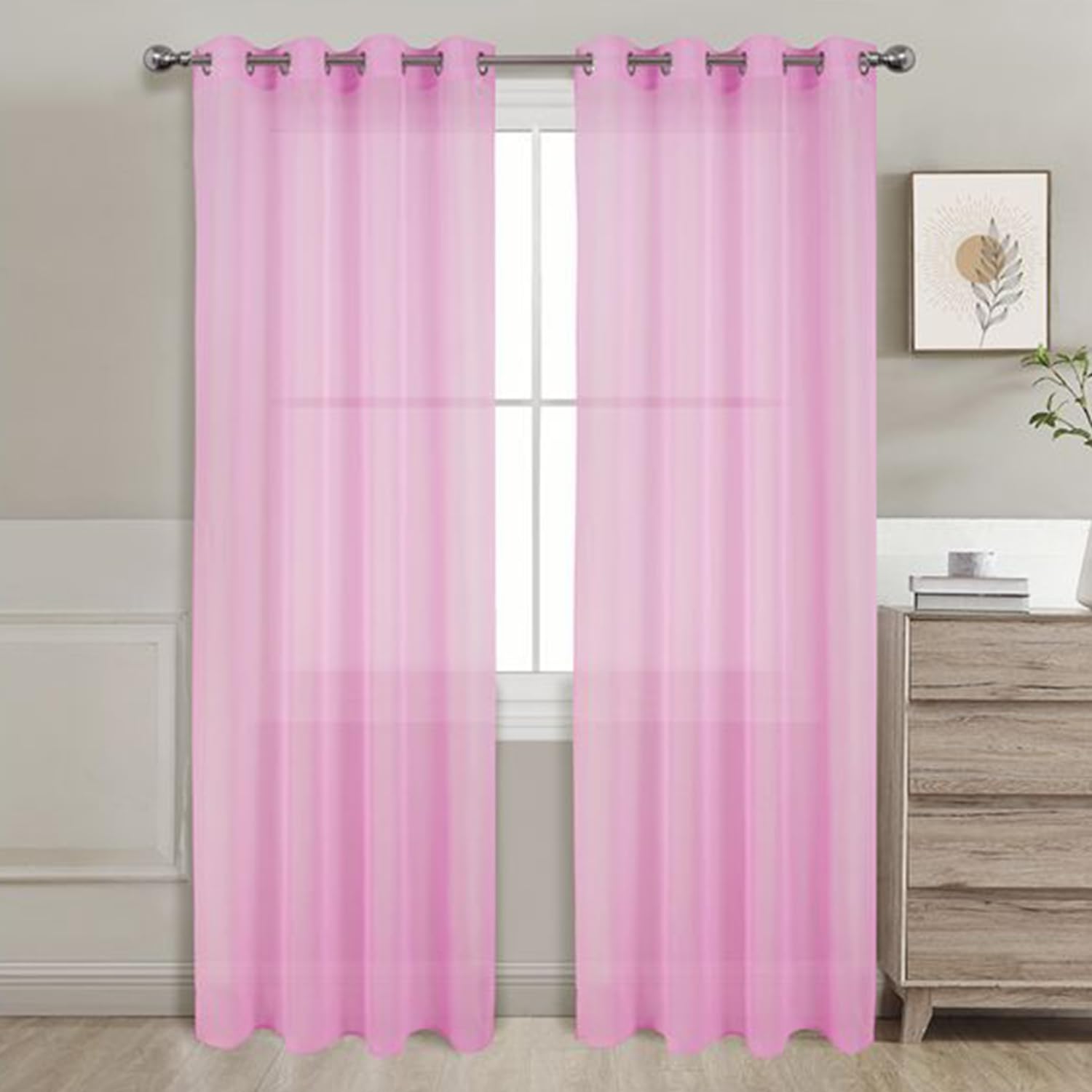 GREATOYAR Cortinas Salon Modernas, Cortinas Visillos Liso, Translúcidas Visillos, Cortinas Poliéster, Cortinas para Sala Cuarto Dormitorio Comedor Cocina Salón, 2 Piezas, 140x260cm, Rosa