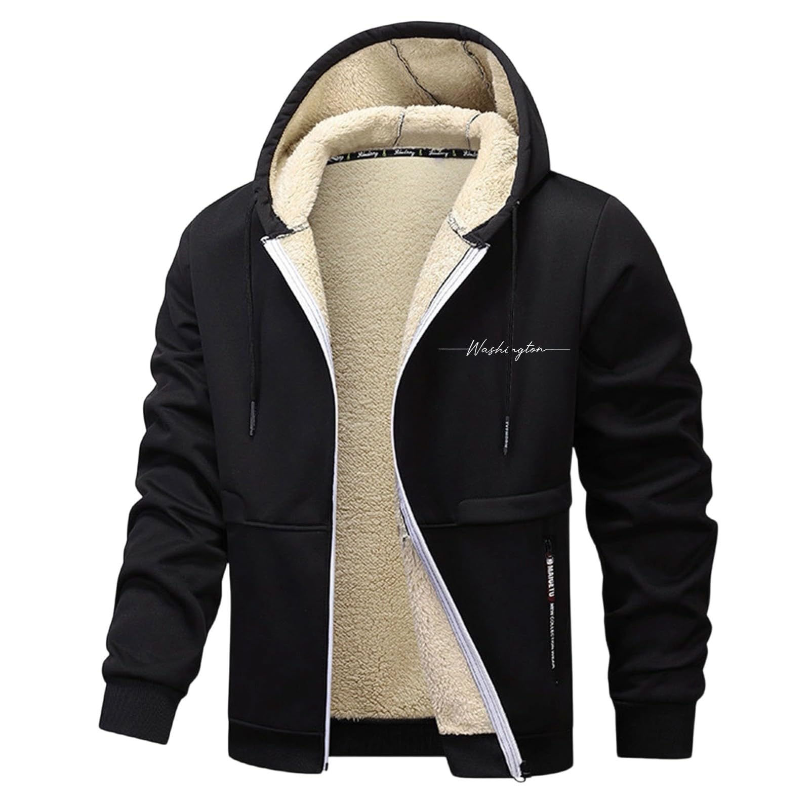 Genérico Sudaderas Hombres con Capucha Forro Polar, Chaqueta Térmica Hombre Manga Larga con Cremallera Chaqueta Forro Polar Cálido Color Liso Abrigos Casual Giacche con Cappuccio para Ocio Diario