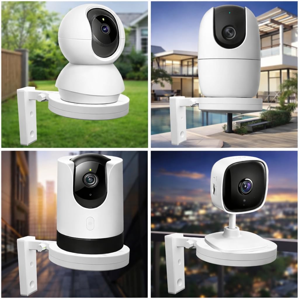 MAXXION No-Drill WiFi Robot Camera Mount, Heavy-Duty Adhesive Wall & Ceiling Bracket, 360° Adjustable Universal Holder for Indoor Outdoor CCTV Security Cameras, Drill-Free Installation Kit (Pack Of 2) 2