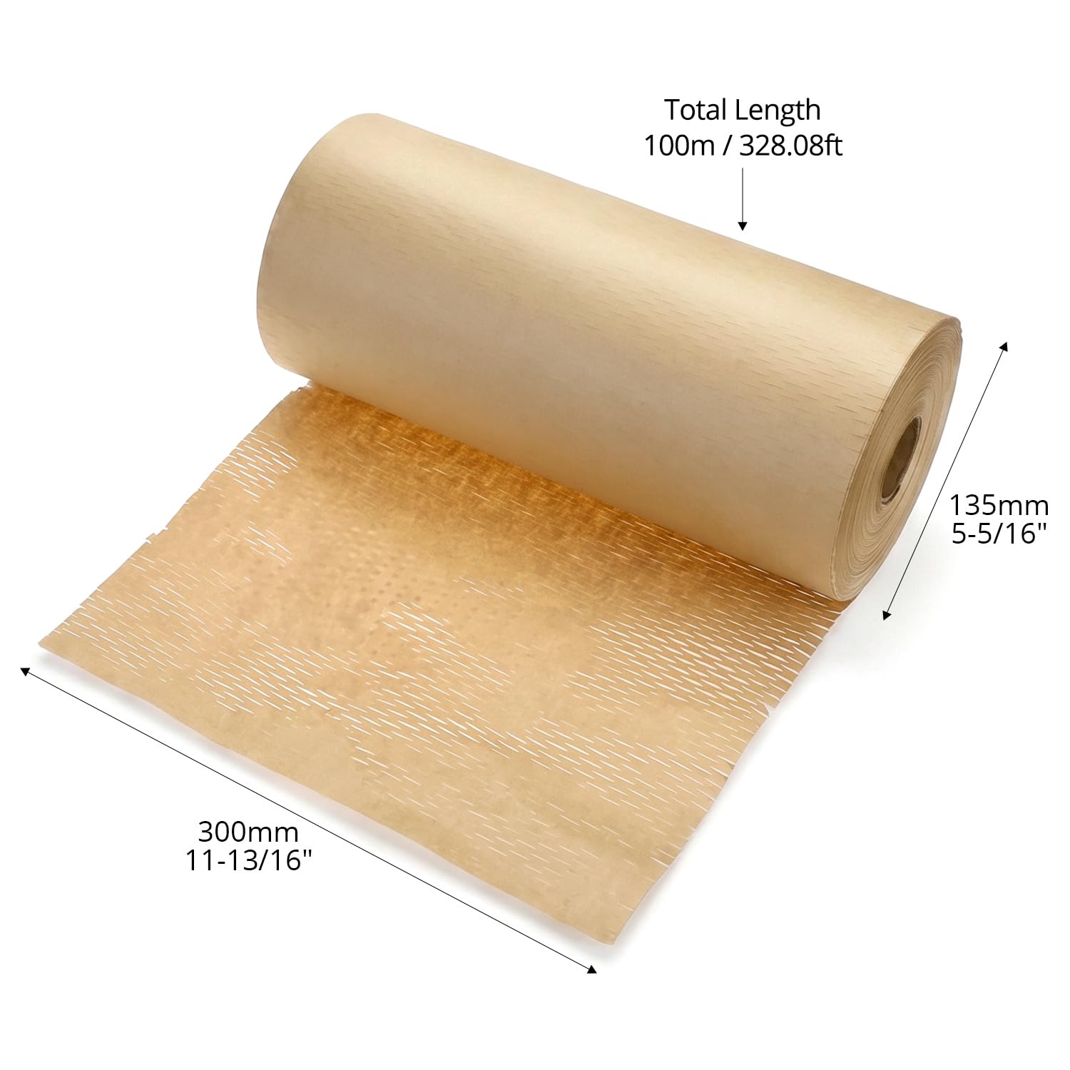 QWORK® Papel de Embalaje Nido de Abeja 30cm x 100m, 80g/m² Rollo Kraft Amortiguador para Mudanzas, Envío de Objetos Frágiles y Regalos