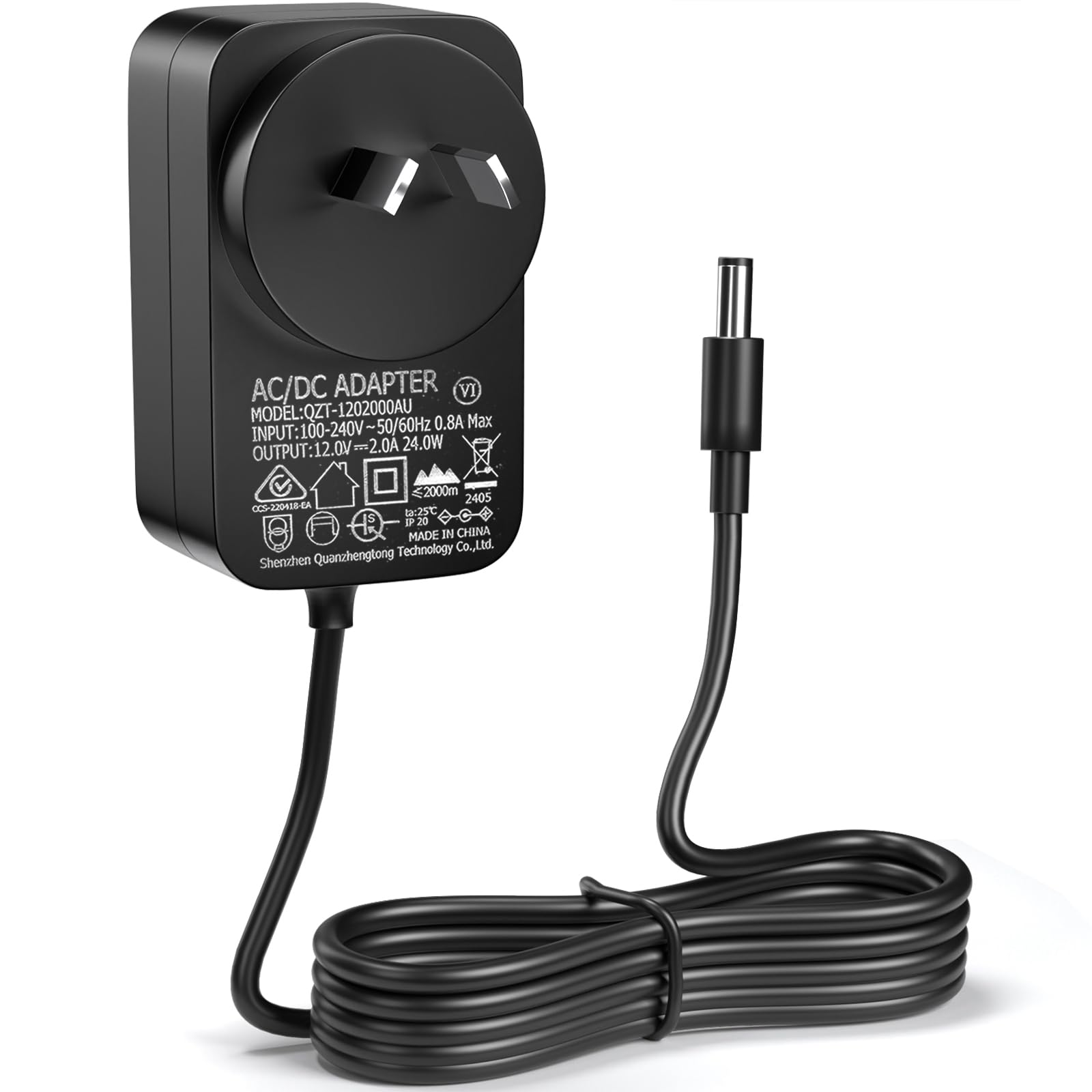 Facmogu DC 12V 2A Power Supply AC Adapter, AC 100-240V to DC 12 Volt ...