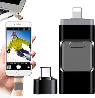 4 in 1 High Speed USB Multi Drive Flash Drive, 4 in 1 Drive Photo Stick Omni, High Speed USB Flash Drive, Phone Flash Drive for iPhone & Photo Stick for Android Phones (Black,128GB)