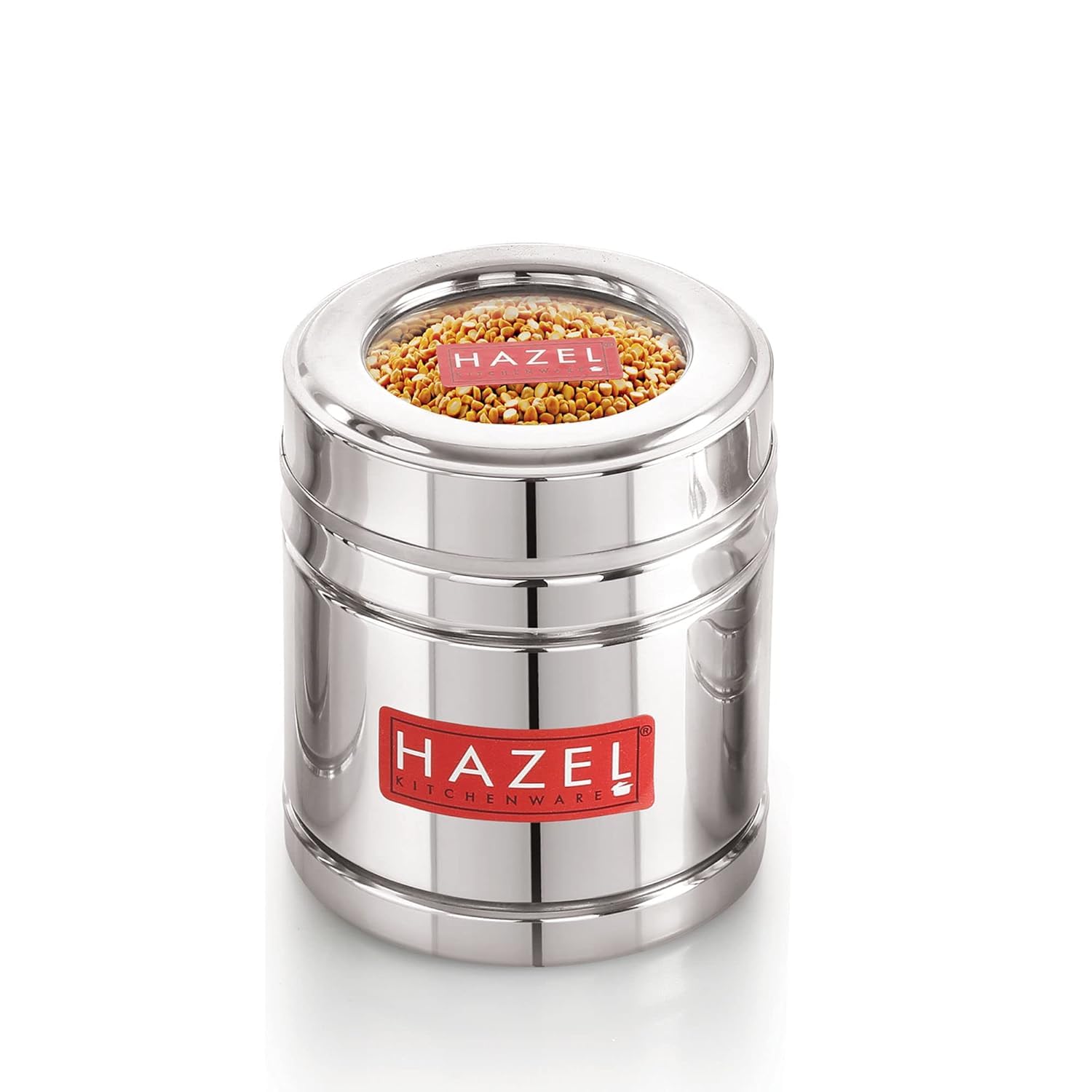HAZEL Recipiente de acero para café con tapa transparente | Caja de almacenamiento de café en polvo para cocina | Recipiente de cocina de acero de grado alimenticio, juego de 2, 500 ml