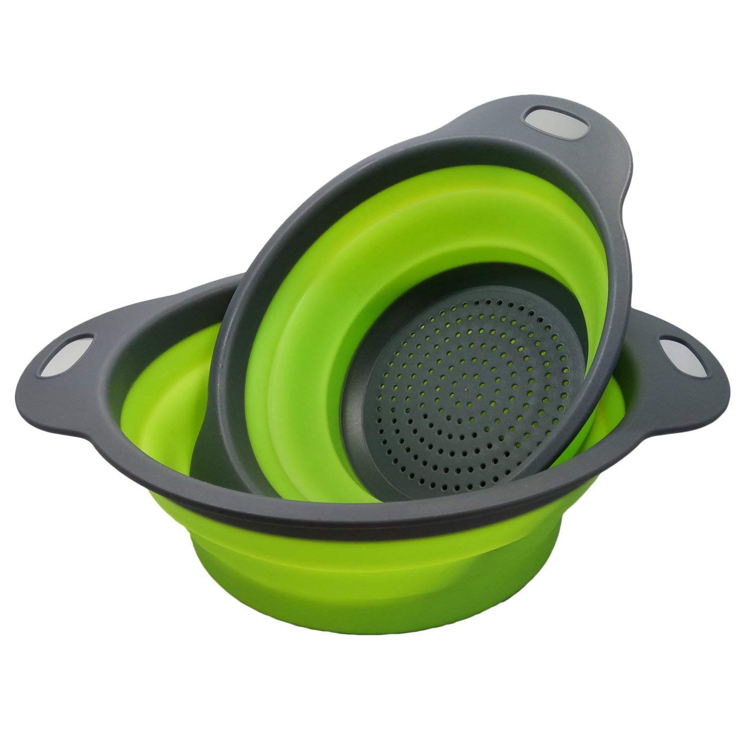 HR ENTERPRISE Silicon Collapsible Colanders Filter Basket for Kitchen, Strainer Set (Orange X Grey)