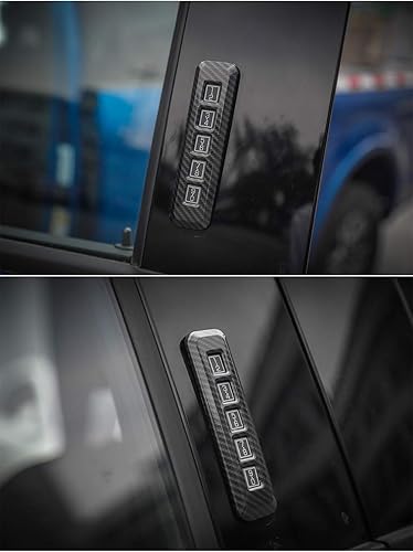 Miniatura 5 de Cubierta del marco del botón del interruptor de la cerradura del código de contraseña de la puerta del coche para Ford F150 2015-2021 (fibra de