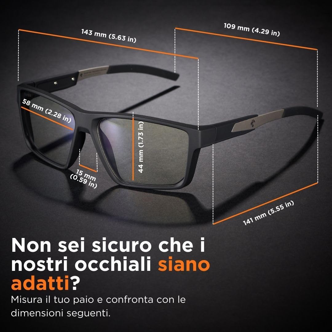 Horus X • Occhiali Luce Blu Uomo Donna | Occhiali Gaming Anti Luce Blu | Protezione Ottimale Anti-Fatica | Revo Clear