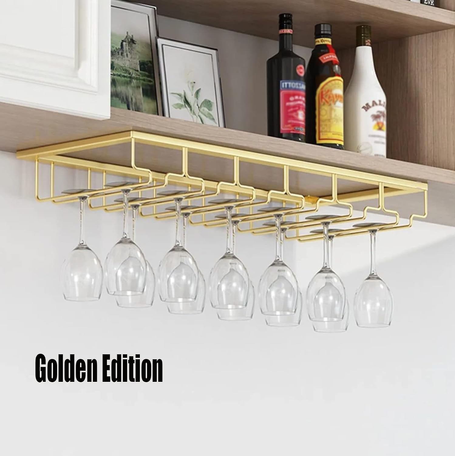 3 Tier Hanging Wine Glass Holder Black Metal Rack for Stemware Space Saving Rustproof & Waterproof Ideal for Kitchen & Bar nization.