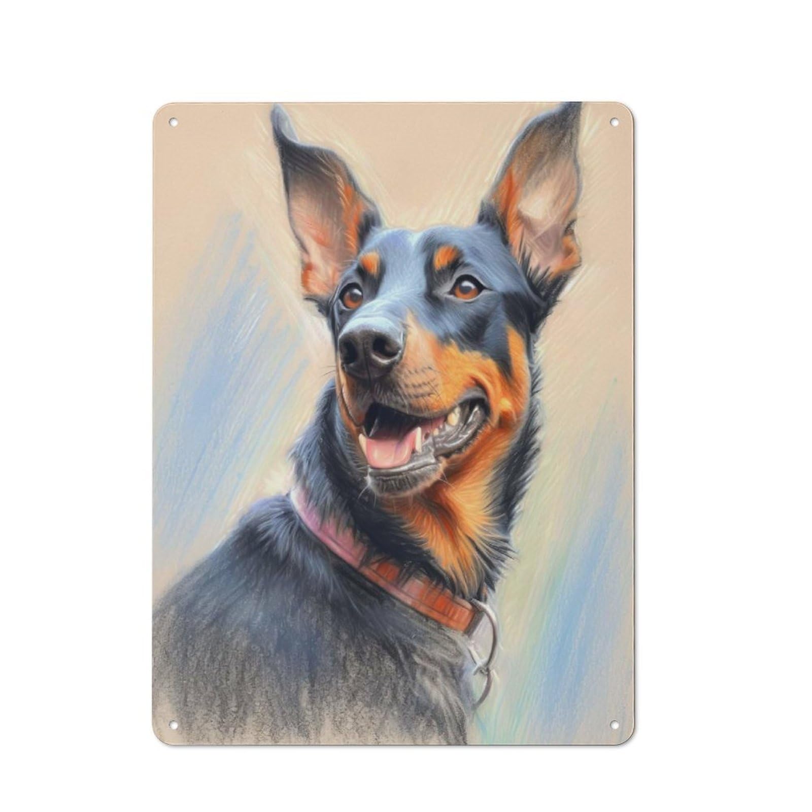 Junmoney Doberman Pinscher Sketch Metal Sign 40X30cm With For Workshop Wall, Vintage Decor, A Decorative Christmas Gift For Metal Sign Collectors
