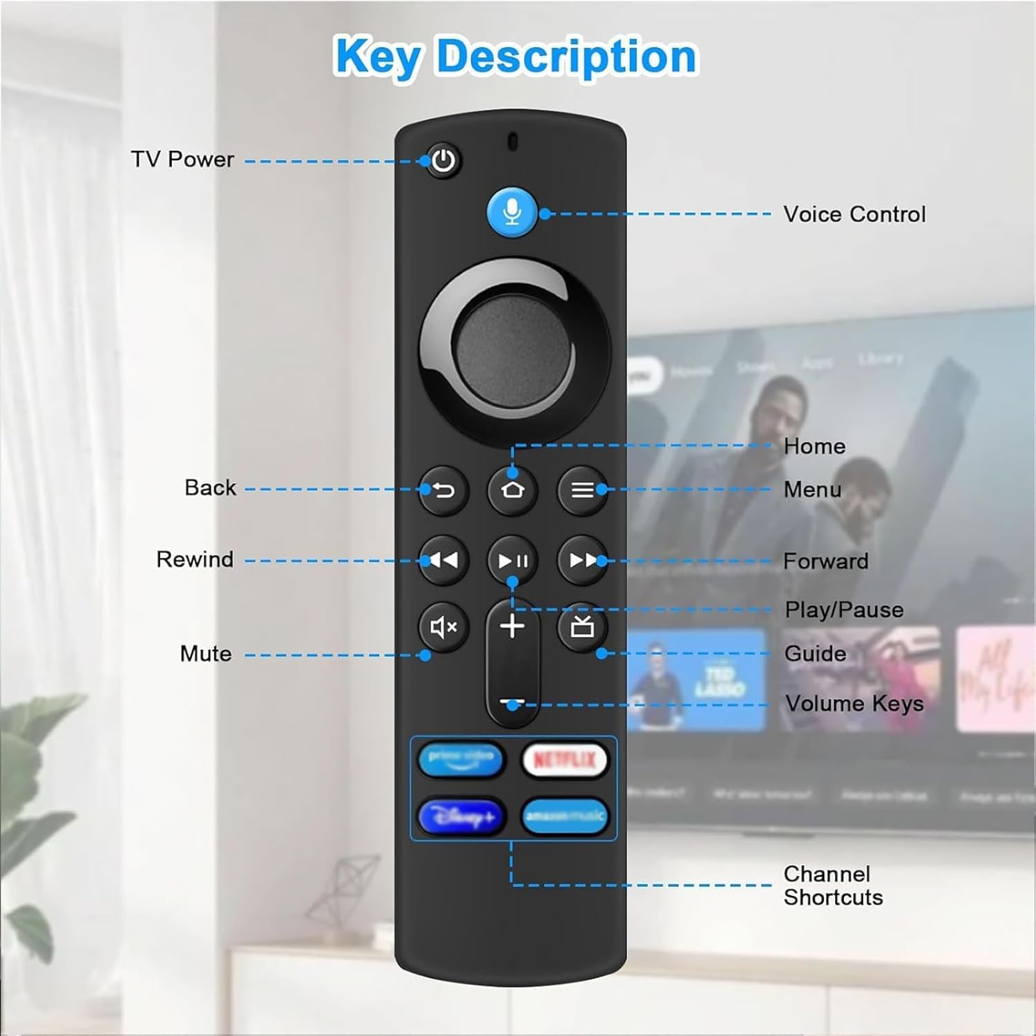 Telecomando di ricambio per F-i-e TV Stick (3 Gen, 2 Gen, Lite) per Smart TV Cube (2 Gen, 3 Gen), Insignia/Toshiba TV con quattro tasti rapidi e funzione vocale