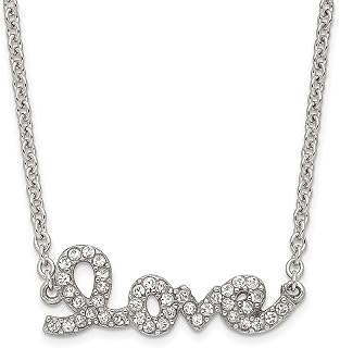 Colar de corrente de amor de cristal de aço inoxidável com pingente S/mensagem de amor, joias modernas para mulheres, presentes para ela, Cristal