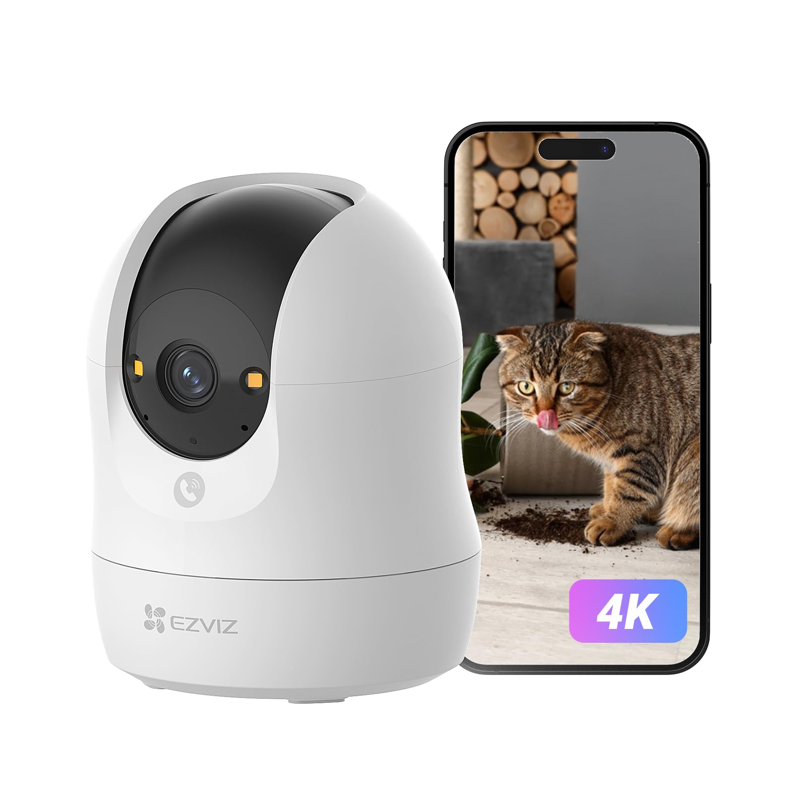 EZVIZ WiFi Wired Security Camera Indoor, 4K 8MP Pan Tilt, 360°, C6N G1